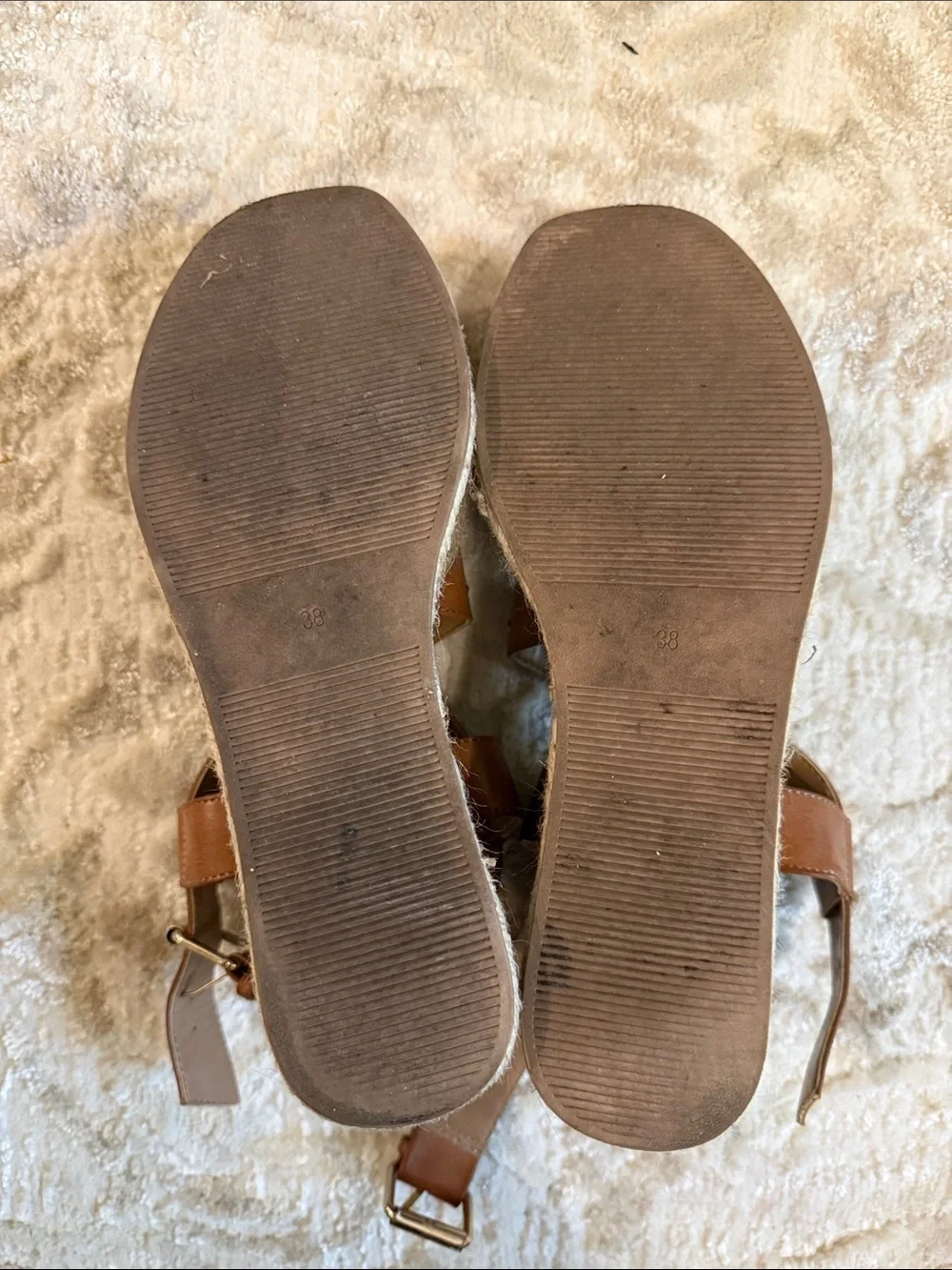 Women's Tan Studded Espadrille Wedge Sandals